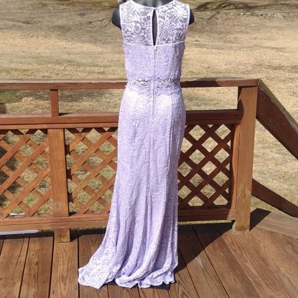 A. Byer Floor Length Sparkly Lace Light Purple Sleeveless Dress Size 9 - Picture 5 of 15